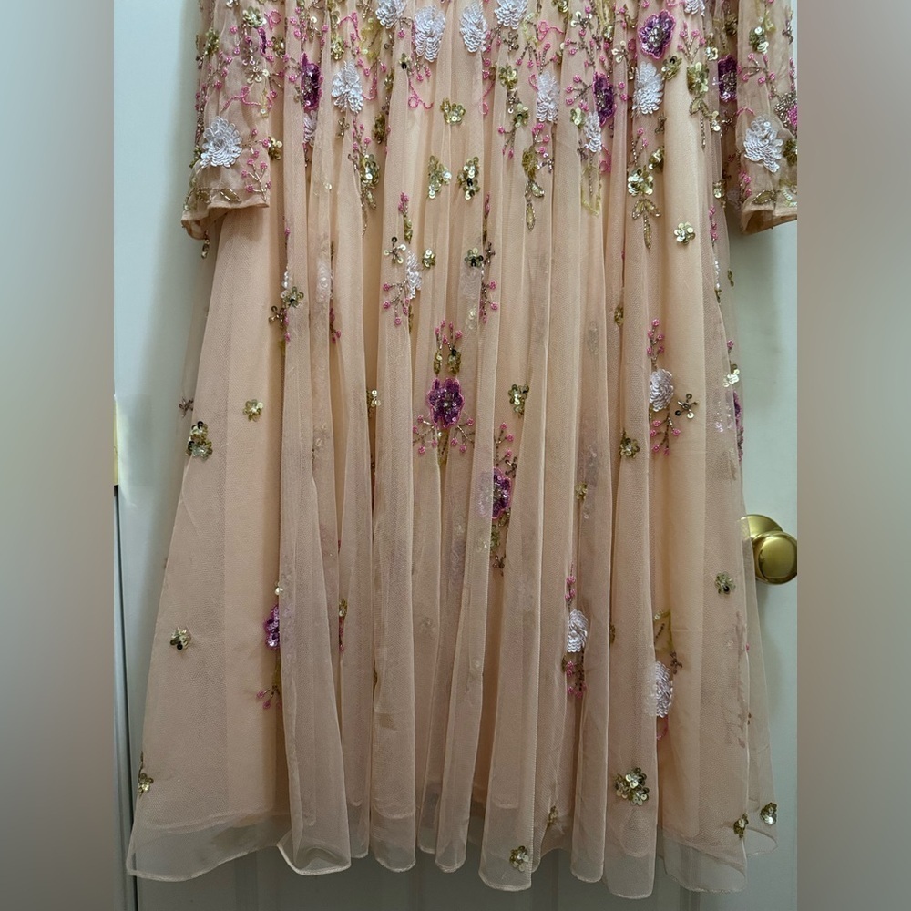 NWT - Mac Duggal - Pink Floral Sequin Dress - Size 14 - Picture 7 of 10